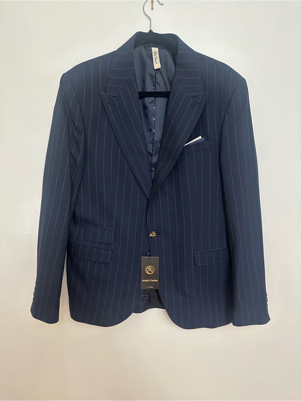 New BY Leuco Tailored Navy Pinstripe Men's Blazer Size 42R